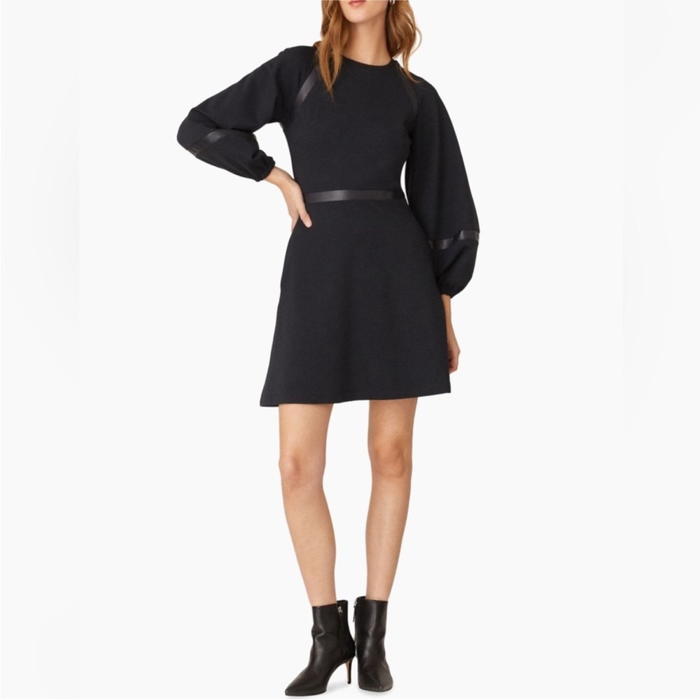 Shoshanna Elsy Faux Leather Trim Mini Dress Size 2 NWT
